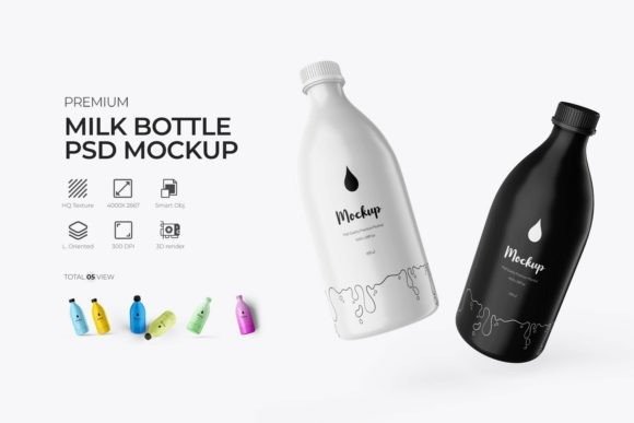 Milk Bottle Packaging Mockup