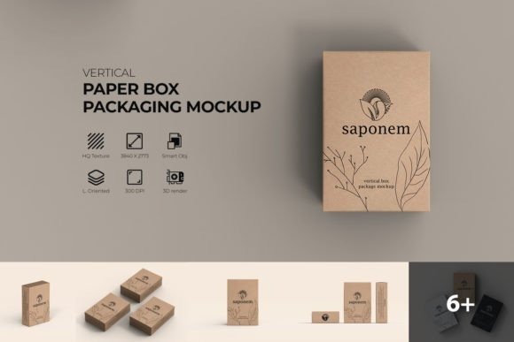 Vertical Kraft Soap Box Packaging Mockup