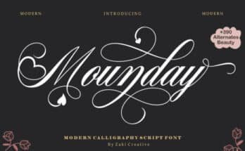 Mounday Calligraphy Font