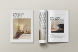 A4 Magazine Mockup Top View