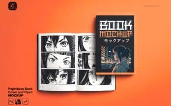 Paperback Book Mockup Cover and Open