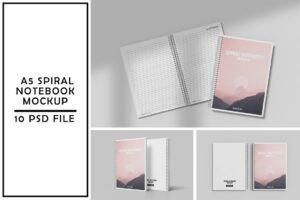 A5 Spiral Notebook Mockup