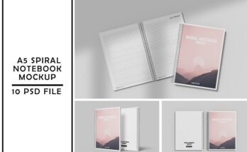A5 Spiral Notebook Mockup