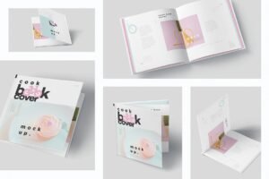 Square Hardcover Book Cover Mockups