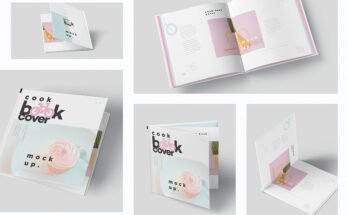Square Hardcover Book Cover Mockups