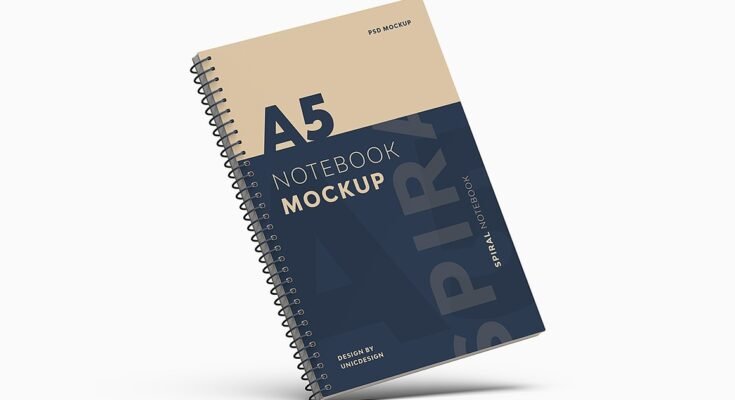 A5 Spiral Notebook Mockup