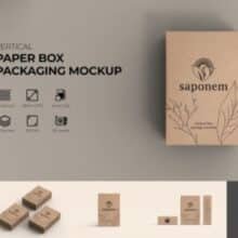 The Vertical Kraft Soap Box Packaging Mockup