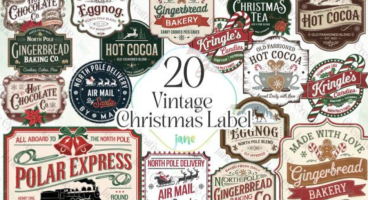 Vintage Christmas Label Sublimation