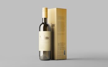 Wine Bottle and Box Mockup