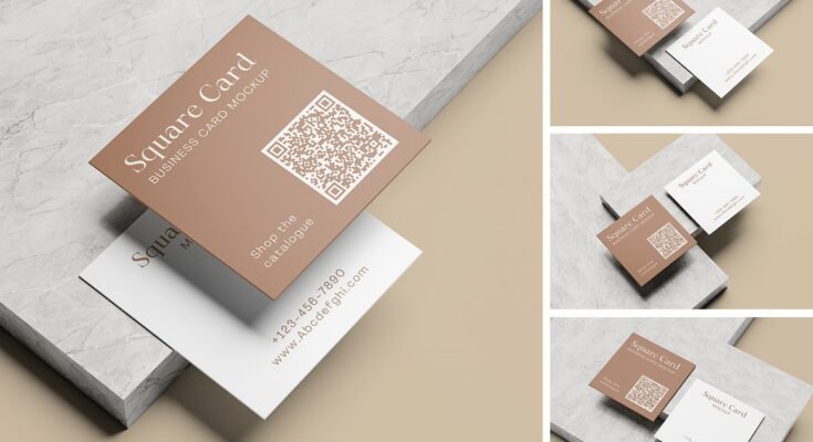 Square Business Card Mockup